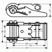 Tendeur à cliquet - Tendex T1501 - poignée courte en acier zingué - pour sangles 50 mm - résistance 5 T_1