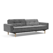 Canapé design Dublexo Stem avec accoudoirs - convertible lit 115x210 cm - pieds chêne - tissu Twist Charcoal_1