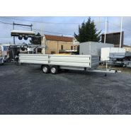 Remorque plateau Humbaur HN 356225 GR - 2 essieux, roues surbaissées, ridelles alu_1