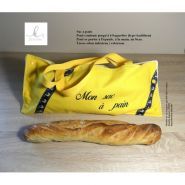 Sac à pain horizontal - Kel' idée Couture - tissu coton jaune décoré, doublé, 52x22 cm_1
