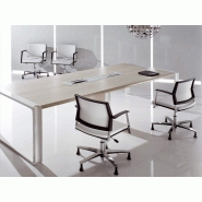 Siège de réunion Dexto - piètement fixe avec patins - en simili-cuir blanc_1