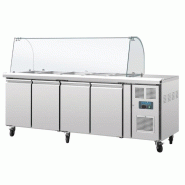 Comptoir de préparation réfrigéré GN avec pare-haleine Série U - 4 portes | Polar - CT395_1