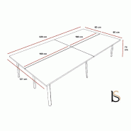 Bureau Bench 4 personnes Ogi A - MDD. - Blanc, 320 x 121 cm_1