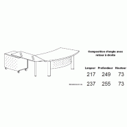 Bureau X time Next avec retour en verre et meuble  - Quadrifoglio. - 237, Orme, Droite, 3 tiroirs_1