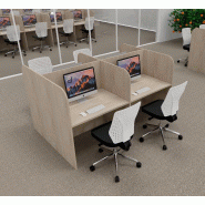 Bureau de call center version double 4 personnes Call. - Acacia clair, 4 places_2