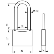 Cadenas à clé type 1 - 30 mm - anse demi-haute - corps laiton monobloc - Thirard_1