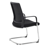 Chaise visiteur Edwin Sitek neuf - dossier ergonomique en filet noir - assise en tissu noir - structure en acier chromé - produit haut de gamme_1