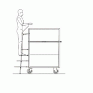 Chariot préparation de commandes - 4 étagères - escabeau pliant intégré - capacité jusqu'à 600 kg_1