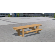 Table de pique-nique en bois Classe IV ou plastique recyclé - Adaptée PMR - Référence MUB22PMR - Longueur 3m_1