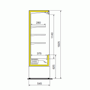 Vitrine réfrigérée verticale ORSO EUROVITRINE - 0.70m x 0.55m x 1m93, groupe intégré, inox, positif_1