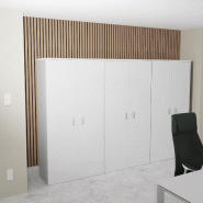 Armoire haute 197 cm avec portes battantes - Mobel Linea - 100, Blanc pastel_1