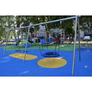 Balançoire triple en acier inoxydable conforme EN1176 - Sièges confortables et siège nid - Référence BT13072_1