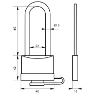 Cadenas à clé 40 mm Thirard - corps laiton monobloc, anse inox avec bumper Ø 5 - résistant à la corrosion_1