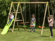 Marti - Portique bois 2,30m - norme EN71-8 - 3 agrès, toboggan 1,73m, plateforme 0,90m_1