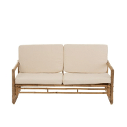 Fauteuil 2 personnes LOVA en bambou naturel avec coussins rembourrés - 150x80x71 cm_1
