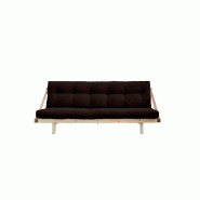 Banquette futon JUMP en pin massif - Coloris marron - Couchage 130 x 202 cm - Design scandinave avec lanières en cuir_1