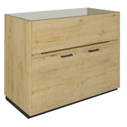 Comptoir vitrine côté bois Vertigo T03 MDF noir et chêne clair 120x60x93cm_1