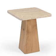 Table Travertina pied en chêne et travertin 50x50x60cm_1
