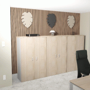 Armoire moyenne avec portes en bois - Mobel Linea - 100, Acacia clair_1