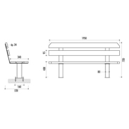 Banc public Los Angeles - 5 lames en bois traité - 195 cm - Piétement en acier - Prêt à monter_1
