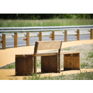 Banc public Gavarres UM311RD - acier Corten 8mm et lattes en bois traité classe IV_1