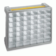 Casier à vis plastique 42 tiroirs - Superposable - 32.5 x 40.5 x 15 cm - Gris avec séparateurs amovibles_1