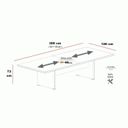 Grande table de réunion rectangulaire TAK - Mobel Linea. - Non, 300, Chêne grisé_1