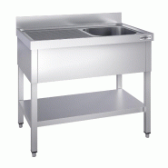 Plonge inox 1 bac avec égouttoir et étagère - P 700 mm - 1400 mm bac à droite_1