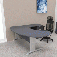 Bureau ergonomique et caisson intégré Sigma - Mobel Linea - 200, Alu, Anthracite, Droite, 4 tiroirs_0