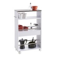 Coffee - desserte de cuisine - Demeyere - blanc mat avec 4 roues et rangements modulables - réf: 444783_1