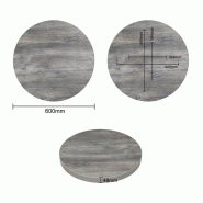 Plateau de table rond pré-percé en mélamine gris 600 mm | Bolero - FT292_1