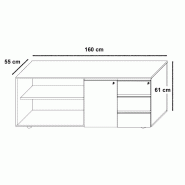 Bureau de direction sur crédence Pigreco - MARTEX - 140, Noyer canaletto, Droite_1