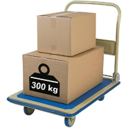 Chariot de manutention Roulservice - 92x62cm - bleu - charge lourde 300kg - manche rabattable - plateau antidérapant_1