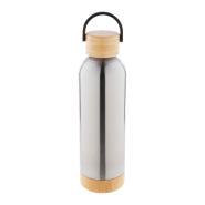 Thermos - bouteille isotherme double paroi en acier inoxydable avec couvercle et base en bambou - 500 ml_1