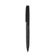 Stylo à bille twist en métal - Corps en PU avec parties noires - Encre bleue - Avec boîte cadeau noire_1