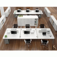 Bureau bench 6 personnes Blade - Alea - Non, Blanc, 360_1