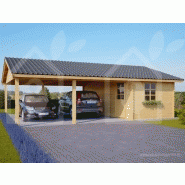 Abri voiture carport double+abri 600x750 cm / structure en bois / toiture à deux pans en bois / pour 2 voitures_1