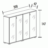 Armoire 4 portes verre 6 étagères (L : 200 cm x P : 42 cm x H : 147 cm) So Laroya_1