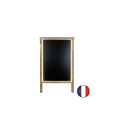 Chevalet stop trottoir en bois avec éclairage LED - 90 x 55 cm - Référence : LSTF49BRUT+LED_1