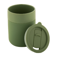 Mug de voyage - céramique avec silicone - couvercle en plastique PP - 300 ml - couleur verte_1