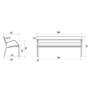 Banc public Modo-08 - 5 lames 180 cm en pin certifié FSC avec traitement protecteur - Piètement en fonte ductile_1