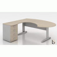 Bureau compact ergonomique avec caisson intégré Tono - Mobel Linea - 200, Blanc, Gauche, 4 tiroirs_0