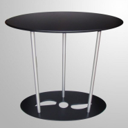 Comptoir d'accueil ovale en tissu tendu Waveline - aluminium, 95x92 cm, visuel silicone cousu_1