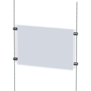 Porte-affiche A4 horizontal - polystyrène 2mm - avec 4 pinces_1