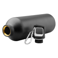 Gourde en aluminium 750 ml - finition mat avec attache mousqueton - couleur noire_1