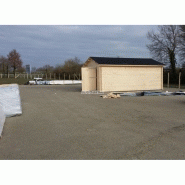 Garage simple bois / 26 m² / toit double pente / porte battant / 4.7 x 5.7 x 2.76 m_1