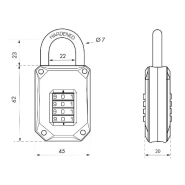 Cadenas à code X 45mm - combinaison modifiable - corps en alliage moulé - marque Thirard_1