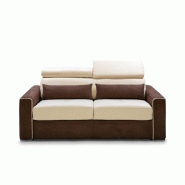 Canapé convertible express Canberra 140cm - Matelas 16cm - Microfibre crème et marron - Design italien_1