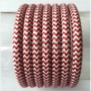 Fil électrique vintage tissé Fresque rouge et blanc - Look rétro en tissu, vendu au mètre_1