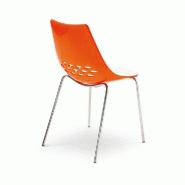 Lot de 2 chaises design JAM - piétement métal chromé - assise bicolore blanche et orange - fabrication italienne_1